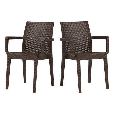 RAINBOW OUTDOOR Siena Set of 2 Stackable Armchair-Brown RBO-SIENA-BRW-AC-SET2